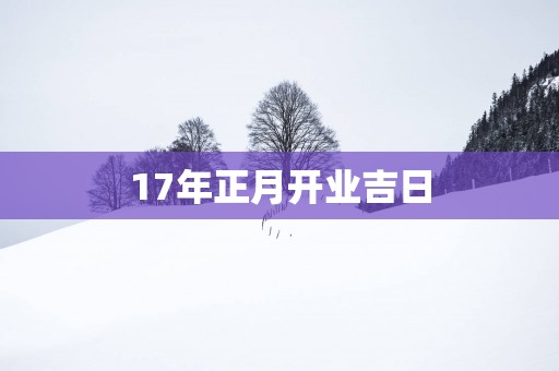 17年正月开业吉日