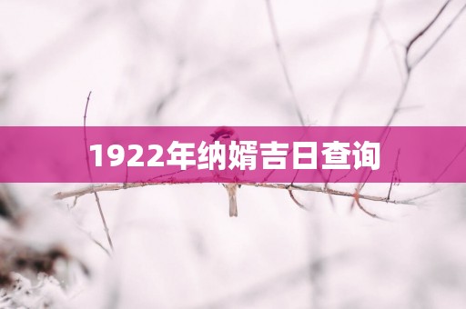 1922年纳婿吉日查询