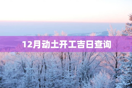 12月动土开工吉日查询