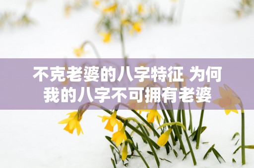 不克老婆的八字特征 为何我的八字不可拥有老婆