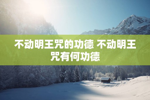 不动明王咒的功德 不动明王咒有何功德