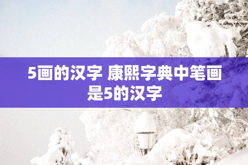 5画的汉字 康熙字典中笔画是5的汉字