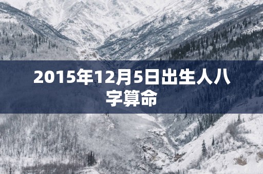 2015年12月5日出生人八字算命