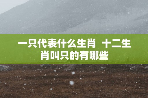 一只代表什么生肖  十二生肖叫只的有哪些
