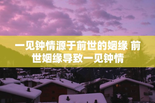一见钟情源于前世的姻缘 前世姻缘导致一见钟情