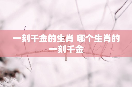 一刻千金的生肖 哪个生肖的一刻千金