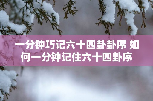 一分钟巧记六十四卦卦序 如何一分钟记住六十四卦序