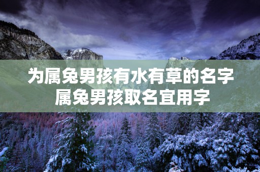 为属兔男孩有水有草的名字 属兔男孩取名宜用字