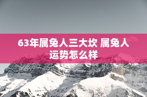 63年属兔人三大坎 属兔人运势怎么样