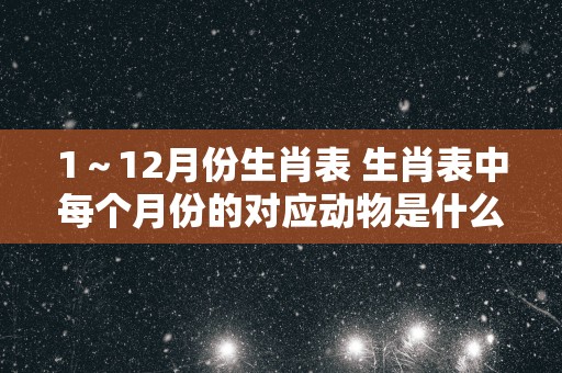1～12月份生肖表 生肖表中每个月份的对应动物是什么