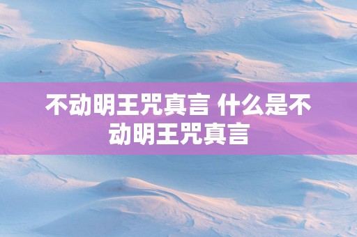 不动明王咒真言 什么是不动明王咒真言