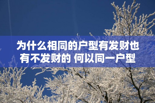 为什么相同的户型有发财也有不发财的 何以同一户型命运不同