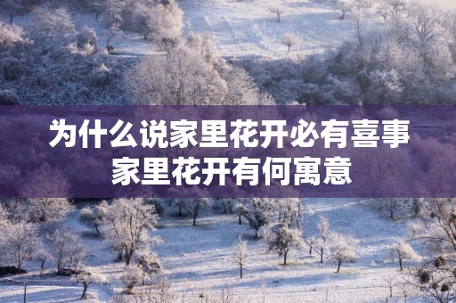 为什么说家里花开必有喜事 家里花开有何寓意