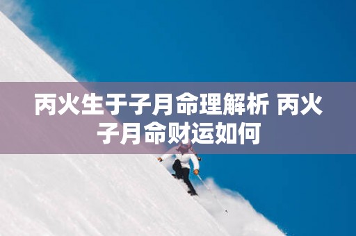 丙火生于子月命理解析 丙火子月命财运如何