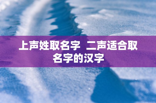 上声姓取名字  二声适合取名字的汉字