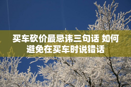 买车砍价最忌讳三句话 如何避免在买车时说错话