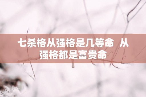 七杀格从强格是几等命  从强格都是富贵命
