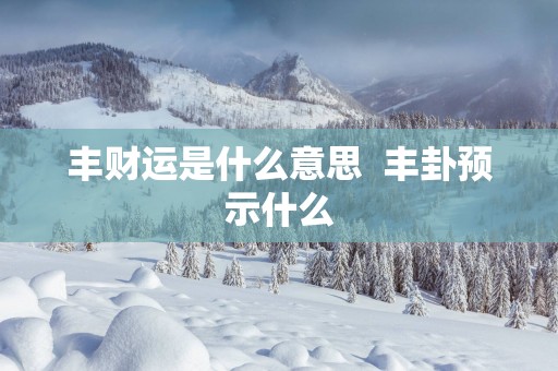 丰财运是什么意思  丰卦预示什么