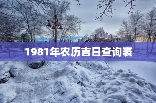 1981年农历吉日查询表
