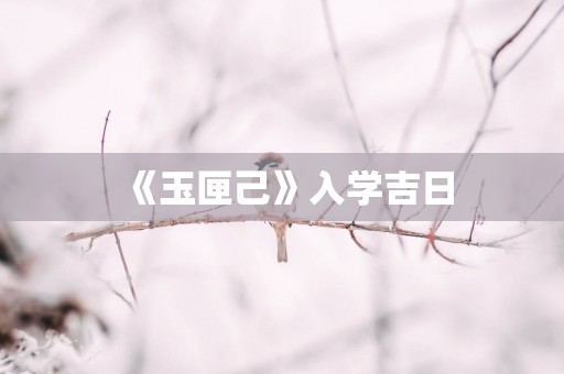 《玉匣己》入学吉日