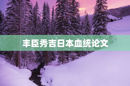 丰臣秀吉日本血统论文