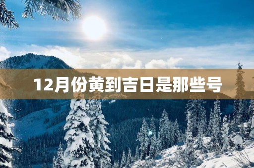 12月份黄到吉日是那些号