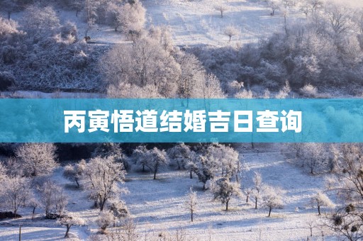 丙寅悟道结婚吉日查询
