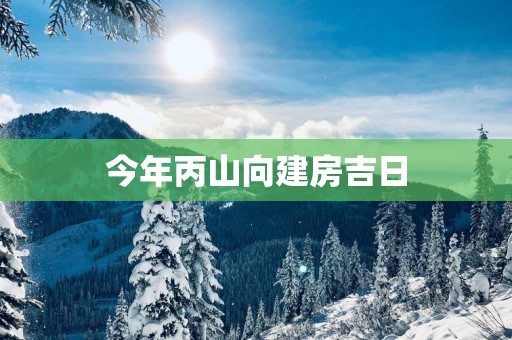 今年丙山向建房吉日