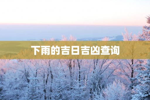 下雨的吉日吉凶查询