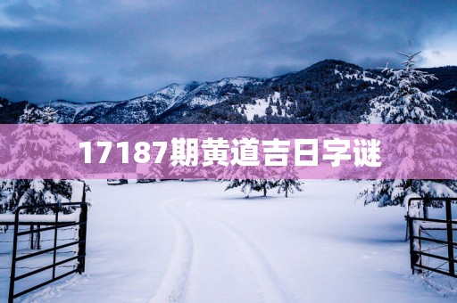 17187期黄道吉日字谜