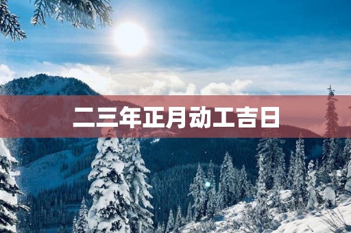 二三年正月动工吉日