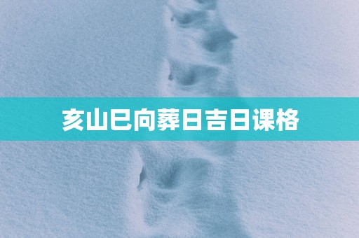 亥山巳向葬日吉日课格