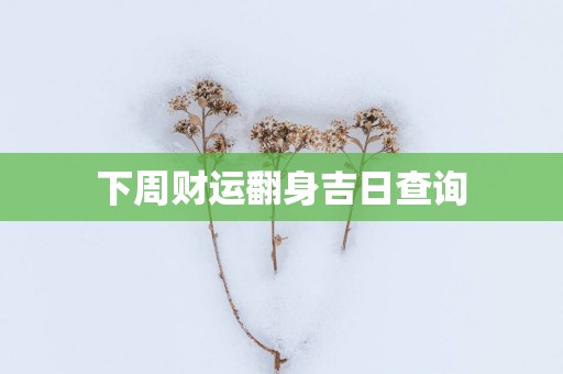 下周财运翻身吉日查询