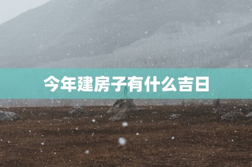 今年建房子有什么吉日