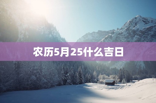 农历5月25什么吉日