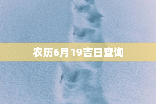 农历6月19吉日查询