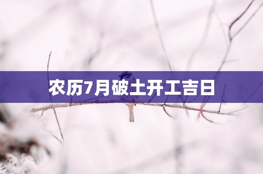 农历7月破土开工吉日