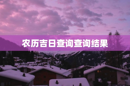 农历吉日查询查询结果