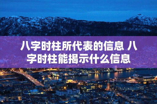 八字时柱所代表的信息 八字时柱能揭示什么信息