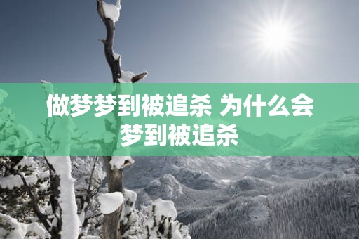 做梦梦到被追杀 为什么会梦到被追杀