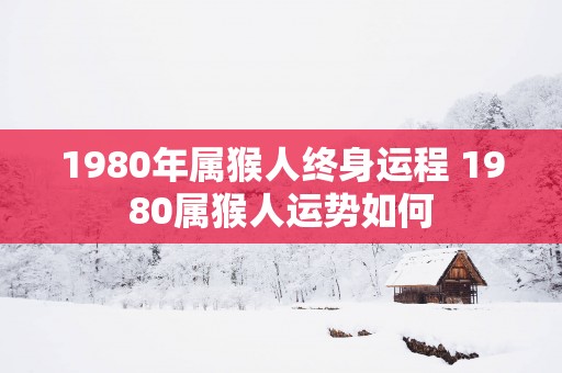 1980年属猴人终身运程 1980属猴人运势如何