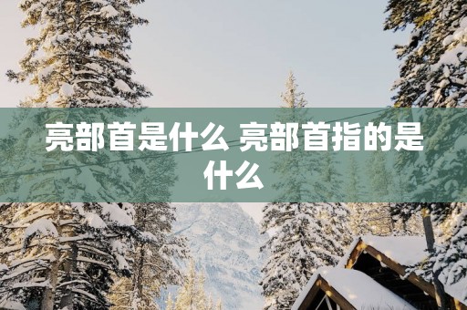 亮部首是什么 亮部首指的是什么