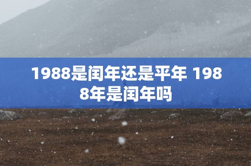 1988是闰年还是平年 1988年是闰年吗