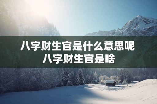 八字财生官是什么意思呢 八字财生官是啥