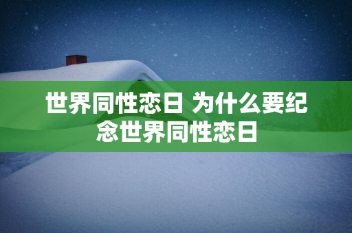 世界同性恋日 为什么要纪念世界同性恋日