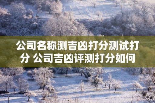 公司名称测吉凶打分测试打分 公司吉凶评测打分如何