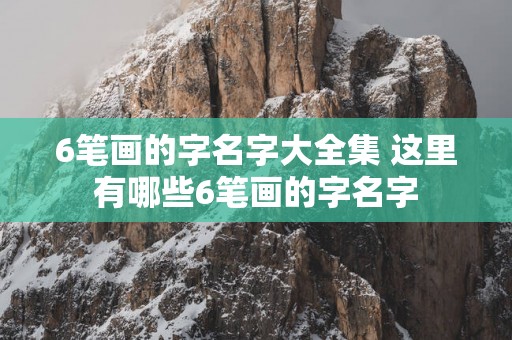 6笔画的字名字大全集 这里有哪些6笔画的字名字