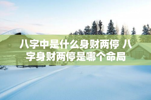 八字中是什么身财两停 八字身财两停是哪个命局