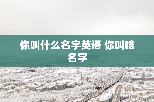 你叫什么名字英语 你叫啥名字