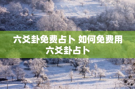 六爻卦免费占卜 如何免费用六爻卦占卜
